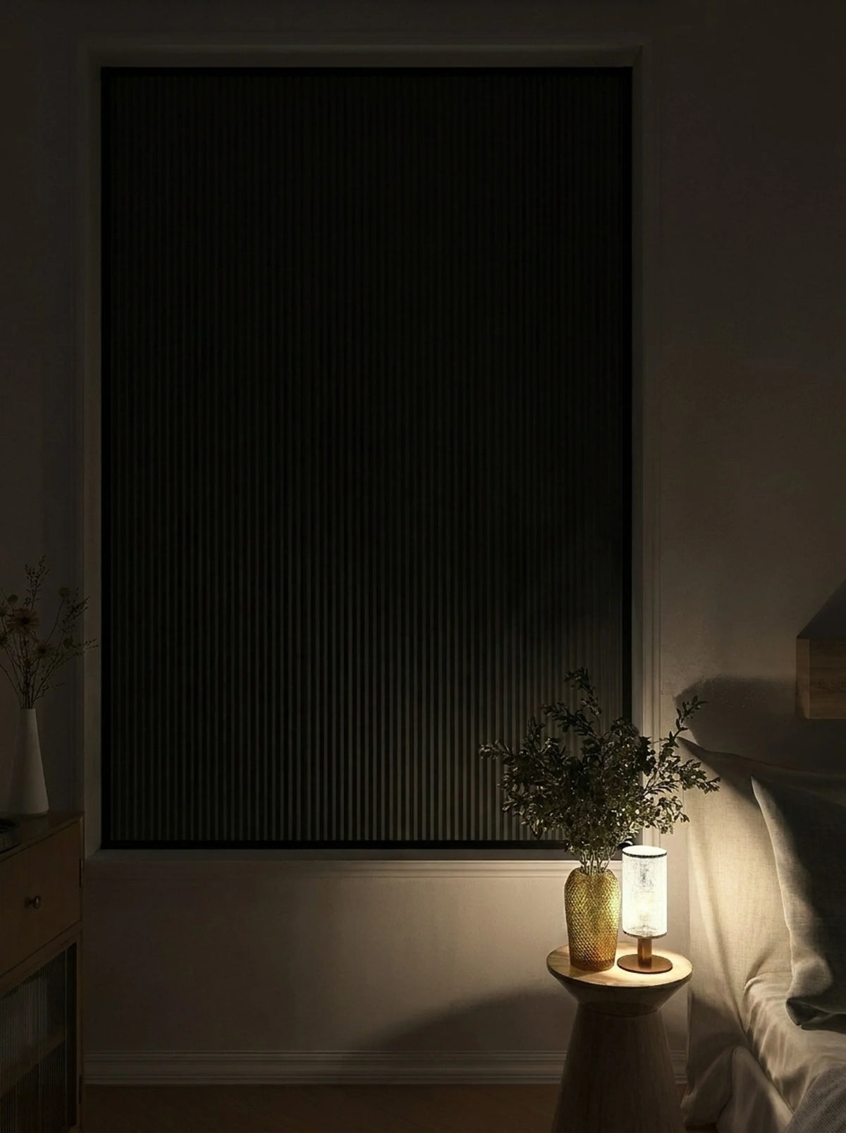 Halo Blinds Total Blackout Frame installed in a bedroom window